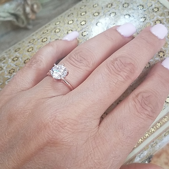 14k Rose Gold 2ct Round Engagement Ring 3 4 5 6 7 - Picture 3 of 11